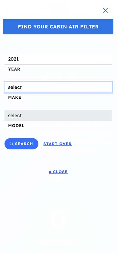Smart Parts Cabin Air Filter Search